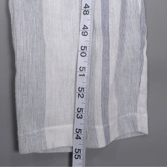 ASTR Women’s Presley LINEN Blend Sky Blue Stripe Jumpsuit Cutout Tie Waist LARGE - Picture 9 of 13